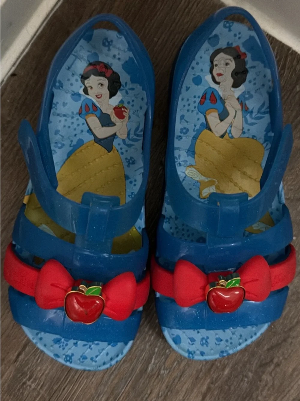 CROCS Blue Sandals with Red Bow & Apple Charm